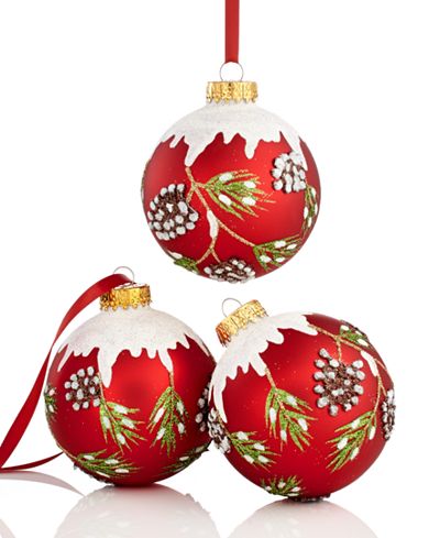 Kurt Adler Set of 3 Pine Cone Ball Ornaments - Holiday ...