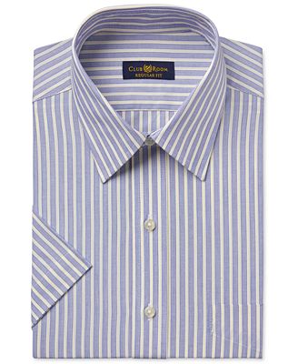 Club Room Men's Easy Care Yellow Striped Short-Sleeve Dress Shirt, Only ...