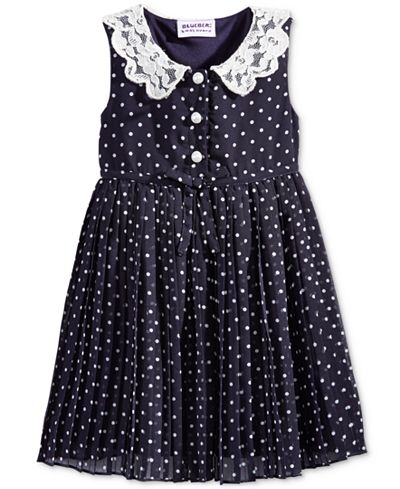 Blueberi Boulevard Dot-Print Lace-Collar Dress, Baby Girls - Dresses ...