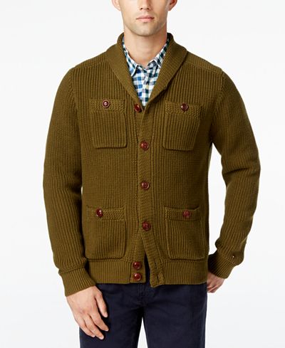 Tommy Hilfiger Men's Max Military Shawl-Collar Cardigan - Sweaters ...