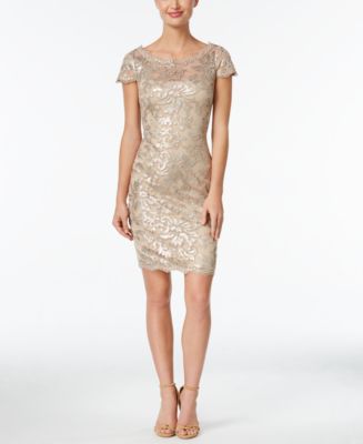 Calvin Klein Sequined Lace Illusion Sheath Dress - Dresses - Women - Macy's