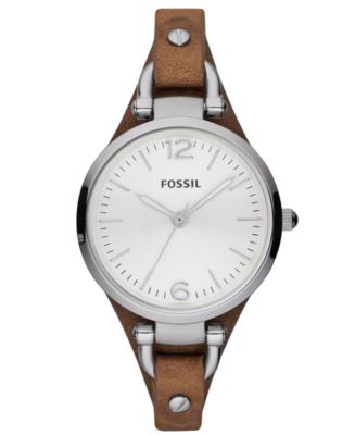 Fossil Women's Georgia Brown Leather Strap Watch 32mm ES3060 - Watches ...