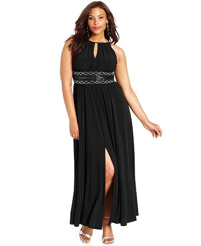R&M Richards Plus Size Sleeveless Beaded Gown - Dresses - Women - Macy&#39;s