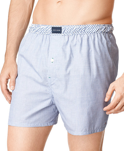 Tommy Hilfiger Men's Underwear, Woven Vineyard Boxer - Underwear - Men ...