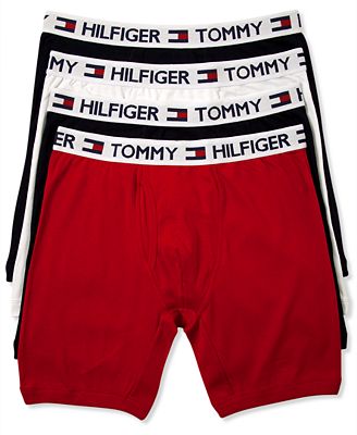 Tommy Hilfiger Men's Underwear, Cotton Boxer Brief 4-Pack - Underwear ...