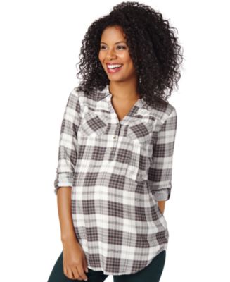 motherhood maternity plaid shirt