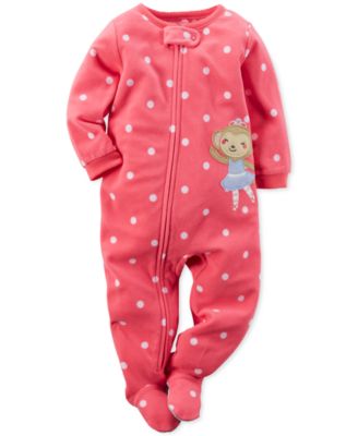 Carter's Baby Girls' One-Piece Footed Ballerina Monkey Pajamas ...