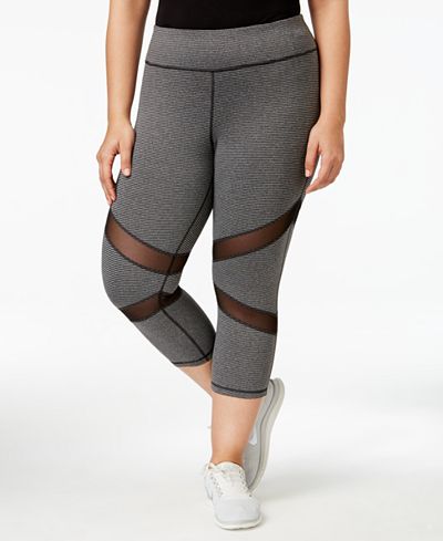 Ideology Plus Size Mesh-Inset Cropped Leggings, Only at Macy's - Pants ...