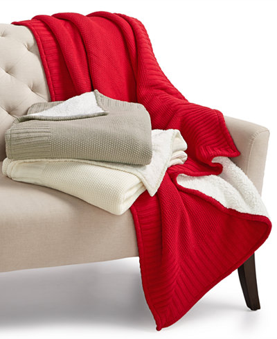 Martha Stewart Collection Solid Seed Stitch Sweater-Knit Throw, Only at ...