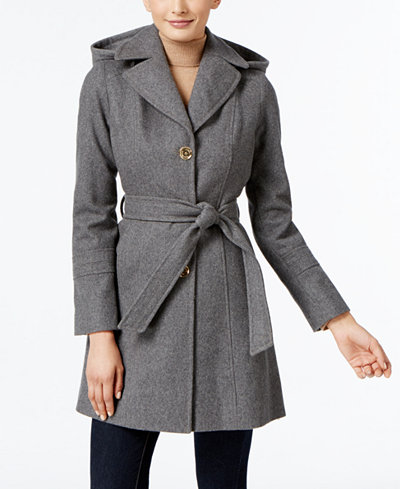 MICHAEL Michael Kors Wool-Blend Hooded Coat, Only at Macy's - Coats ...