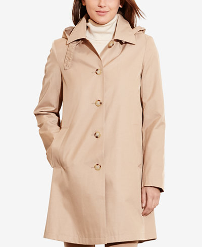 Lauren Ralph Lauren Hooded Single-Breasted A-Line Raincoat, Only at ...