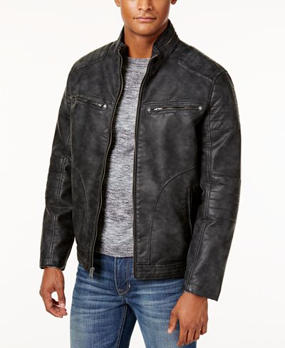 Buffalo David Bitton Faux-Leather Nubuck Jacket - Coats & Jackets - Men ...