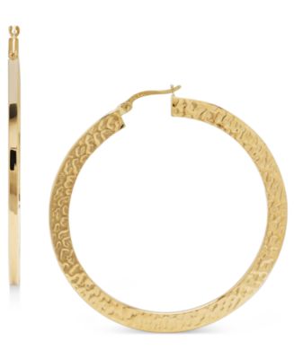 earrings hoop flat gold hammered 14k italian macy