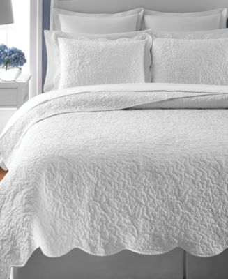 CLOSEOUT! Martha Stewart Collection Whisper Leaves White Quilts (Only at Macy&#39;s) - Quilts ...