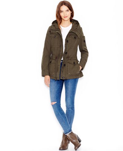 Levi's® Hooded Military Jacket - Coats - Women - Macy's