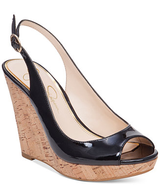 Jessica Simspon Jeniri Slingback Peep-Toe Wedge Pumps, Only at Macy's - Pumps - Shoes - Macy's