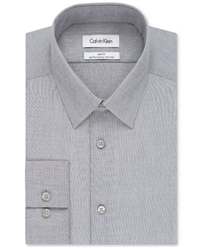 Calvin Klein STEEL Slim-Fit Non-Iron Performance Dobby Dot Dress Shirt ...