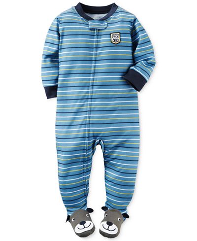 carter pajamas baby footed stripes dogs pc boys