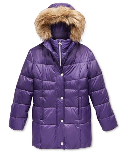 Michael Kors Stadium Puffer Jacket With Faux Fur Trim