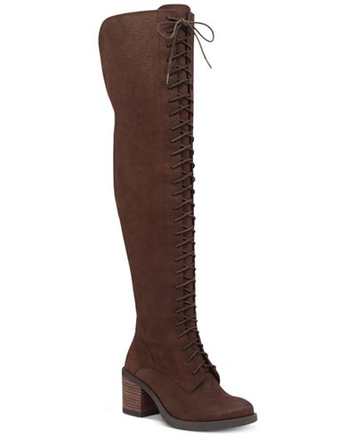 Lucky Brand Women's Riddick Lace-Up Over-The-Knee Boots - Boots - Shoes ...