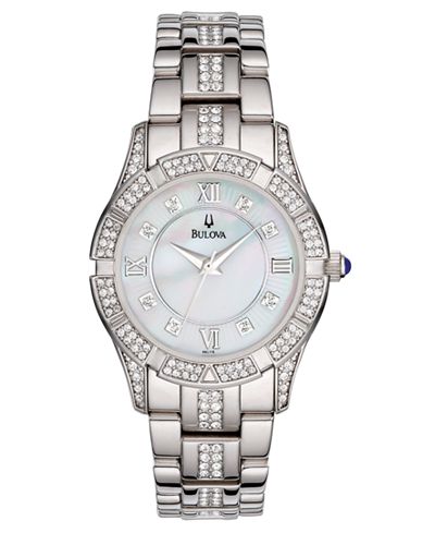 Bulova womens silver bangle bracelet watch