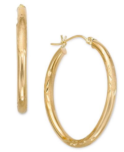 10k Gold Oval Hoop Earrings - Earrings - Jewelry & Watches - Macy's