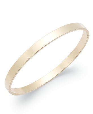 14k Gold Bracelet, Flat Bangle Bracelet - Bracelets - Jewelry & Watches ...