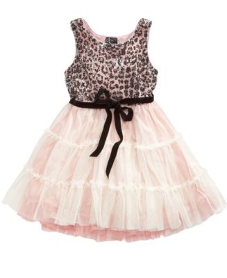 Pink & Violet Girls Dress, Little Girls Leopard Sequin Tulle Dress - Dresses - Kids & Baby - Macy&#39;s
