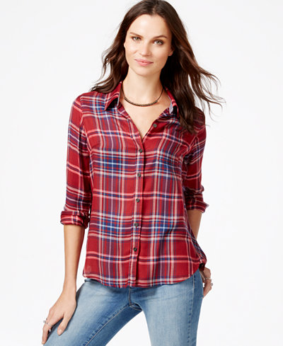 Lucky Brand Long-Sleeve Plaid Shirt - Tops - Women - Macy's
