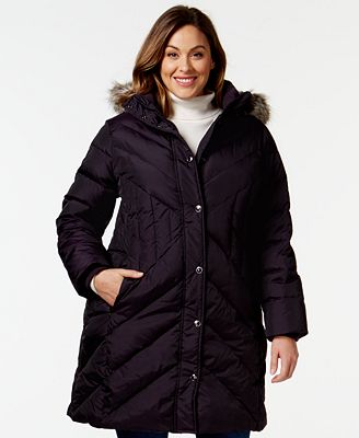 London Fog Plus Size Faux-Fur-Trim Quilted Puffer Coat - Coats - Women ...