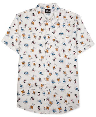 Jem Men's Disney Graphic-Print Short-Sleeve Shirt - Casual Button-Down ...
