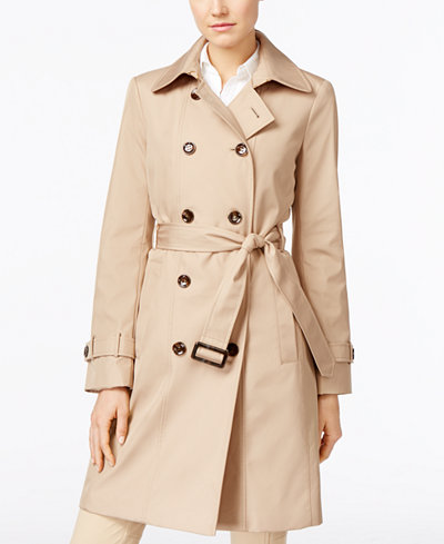 Calvin Klein Double-Breasted Belted Water Resistant Trench Coat - Coats ...