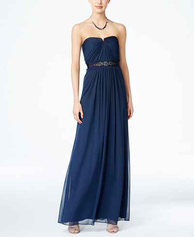 Adrianna Papell Strapless Ruched Gown - Women - Macy's