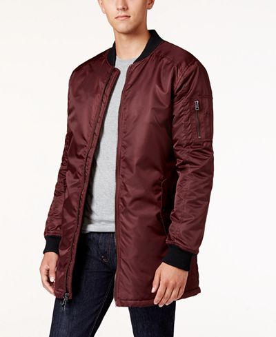 GUESS Men's Liam Satin Long Bomber Jacket - Coats & Jackets - Men - Macy's