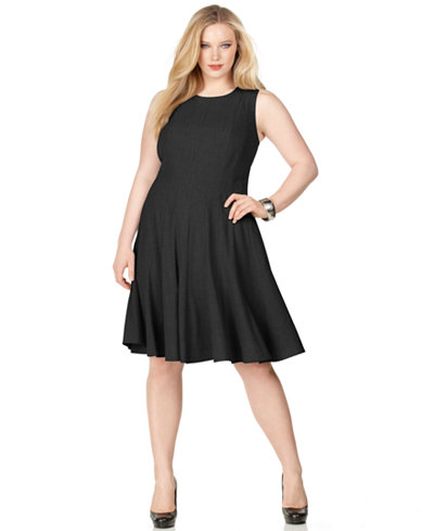 Calvin Klein Plus Size Pleated A-Line Dress - Women - Macy&#39;s