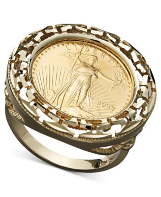 14k Gold Ring, Coin Ring - Rings - Jewelry & Watches - Macy's