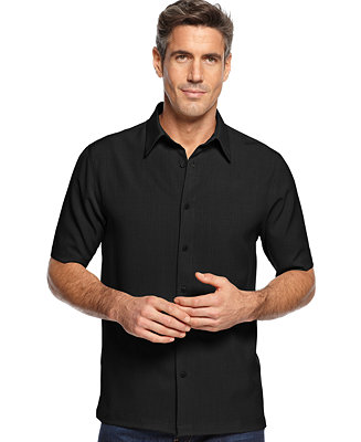 John Ashford Short Sleeve Solid Texture Shirt - Casual Button-Down ...