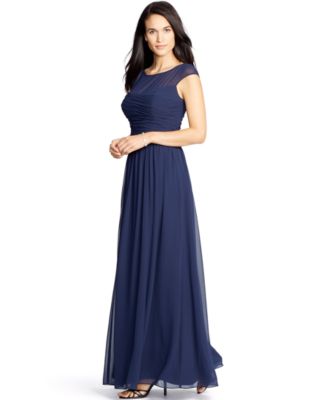 Lauren Ralph Lauren Ruched Illusion Gown - Dresses - Women - Macy's