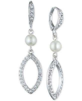 Givenchy Silver-Tone Imitation Pearl Pavé Drop Earrings - Jewelry