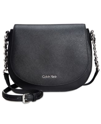 Calvin Klein Saffiano Leather Saddle Crossbody Bag - Handbags & Accessories - Macy&#39;s