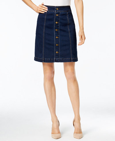 Charter Club Button-Front Denim Skirt, Only at Macy's - Pants & Capris ...