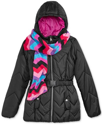 S. Rothschild 2-Pc. Quilted Puffer Jacket & Scarf Set, Big Girls (7-16)