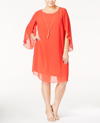 MSK Plus  Size  Flutter  Sleeve  Shift Dress  Dresses  Women 