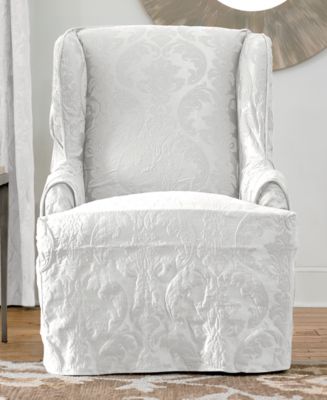 Sure Fit Matelasse Damask Wing Chair Slipcover ...