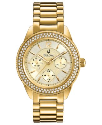 Bulova Women's Gold-Tone Stainless Steel Bracelet Watch 38mm 97N102 ...
