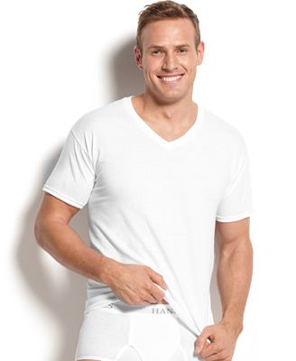 Hanes Platinum Men's Underwear, ComfortBlend White V-Neck T-Shirt 5 ...
