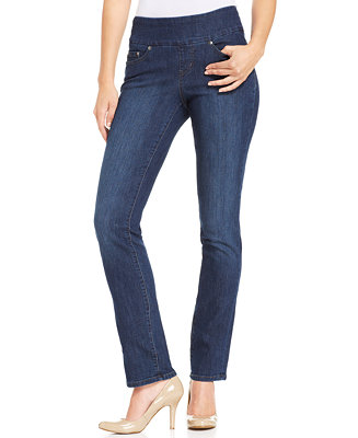 JAG Petite Peri Straight-Leg Indigo Wash Pull-On Jeans - Jeans - Women ...