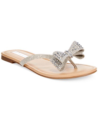 INC International Concepts Malissa Rhinestone Bow Flat Sandals, Only at ...