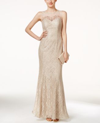 Xscape Sleeveless Illusion Beaded & Lace Gown - Dresses - Women - Macy's