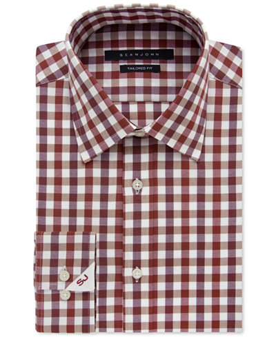 Sean John Men's Big & Tall Classic-Fit Cinnamon Plaid Dress Shirt - Dress Shirts - Men - Macy's